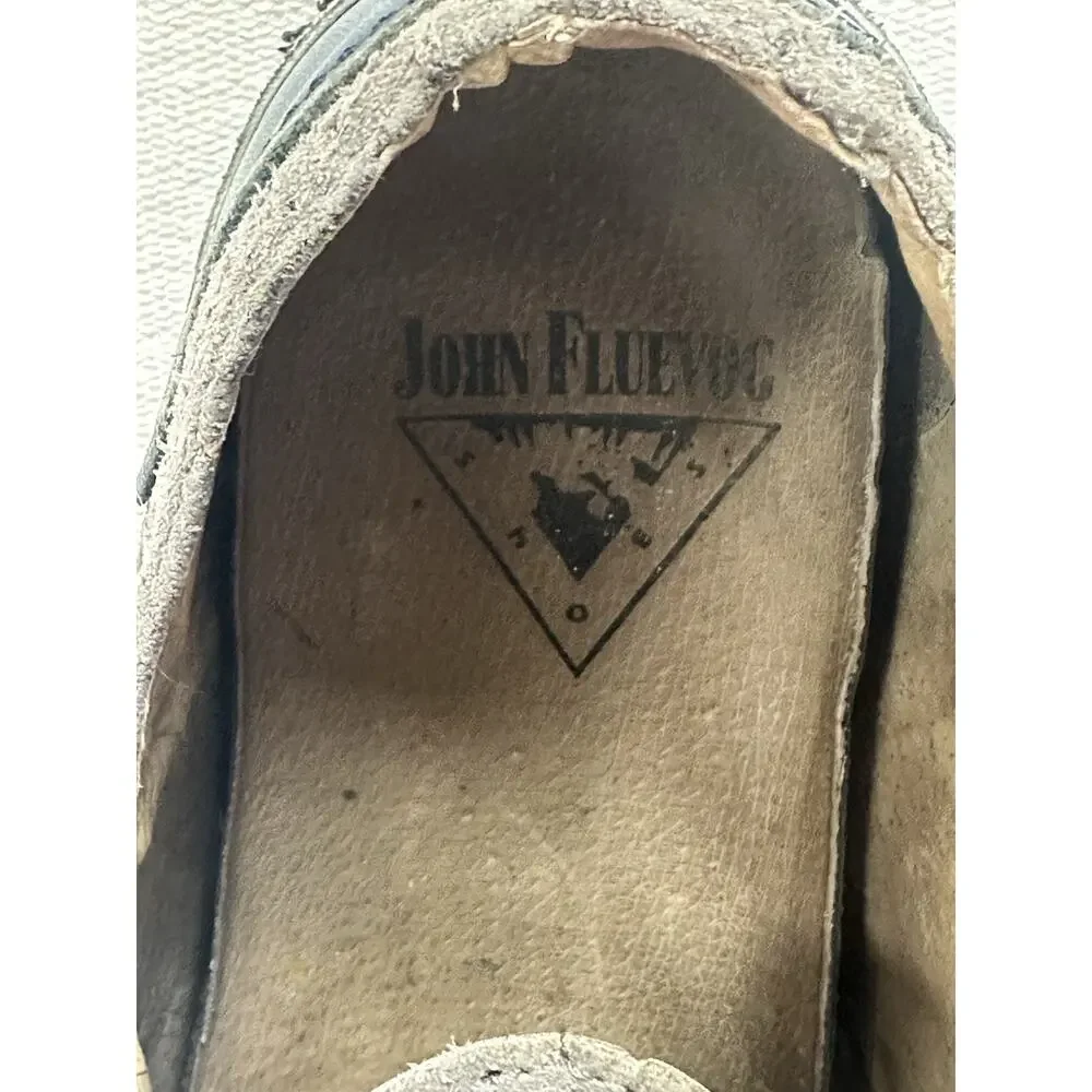 John Fluevog Men's Leather Shoes Size 9 Perforated Lace Up Loafer Grunge Casual